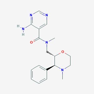 4-amino-N-methyl-N-[[(2S,3S)-4-methyl-3-phenylmorpholin-2-yl]methyl]pyrimidine-5-carboxamide