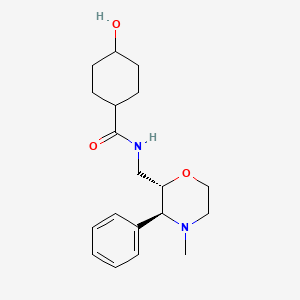 4-hydroxy-N-[[(2S,3S)-4-methyl-3-phenylmorpholin-2-yl]methyl]cyclohexane-1-carboxamide