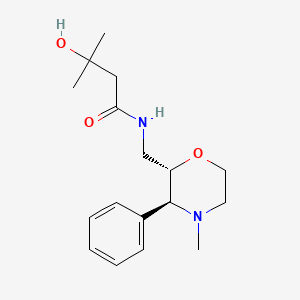 3-hydroxy-3-methyl-N-[[(2S,3S)-4-methyl-3-phenylmorpholin-2-yl]methyl]butanamide