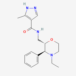 N-[[(2S,3S)-4-ethyl-3-phenylmorpholin-2-yl]methyl]-5-methyl-1H-pyrazole-4-carboxamide