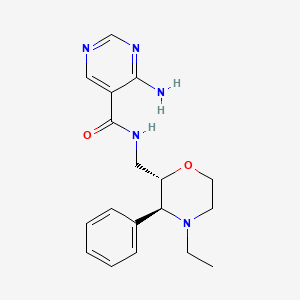 4-amino-N-[[(2S,3S)-4-ethyl-3-phenylmorpholin-2-yl]methyl]pyrimidine-5-carboxamide