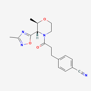 4-[3-[(2R,3S)-2-methyl-3-(3-methyl-1,2,4-oxadiazol-5-yl)morpholin-4-yl]-3-oxopropyl]benzonitrile