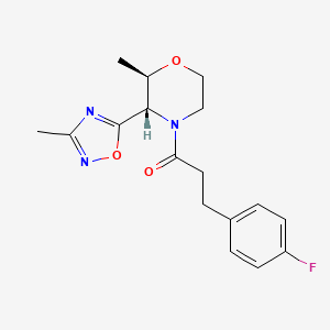 3-(4-fluorophenyl)-1-[(2R,3S)-2-methyl-3-(3-methyl-1,2,4-oxadiazol-5-yl)morpholin-4-yl]propan-1-one