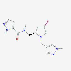 N-[[(2S,4S)-4-fluoro-1-[(1-methylpyrazol-4-yl)methyl]pyrrolidin-2-yl]methyl]-N-methyl-1H-pyrazole-5-carboxamide