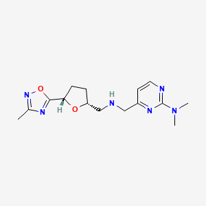 N,N-dimethyl-4-[[[(2R,5S)-5-(3-methyl-1,2,4-oxadiazol-5-yl)oxolan-2-yl]methylamino]methyl]pyrimidin-2-amine