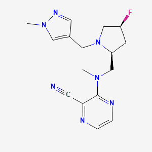 3-[[(2S,4S)-4-fluoro-1-[(1-methylpyrazol-4-yl)methyl]pyrrolidin-2-yl]methyl-methylamino]pyrazine-2-carbonitrile