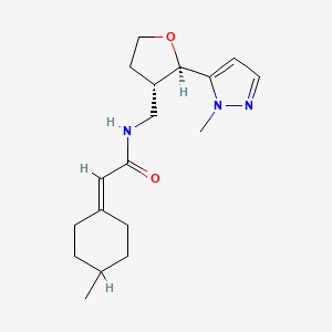 2-(4-methylcyclohexylidene)-N-[[(2R,3S)-2-(2-methylpyrazol-3-yl)oxolan-3-yl]methyl]acetamide