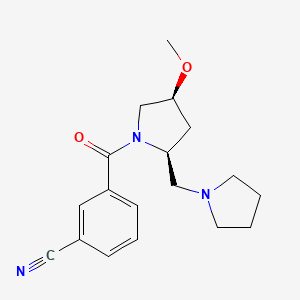 3-[(2S,4S)-4-methoxy-2-(pyrrolidin-1-ylmethyl)pyrrolidine-1-carbonyl]benzonitrile