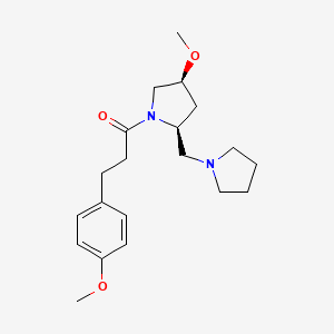 3-(4-methoxyphenyl)-1-[(2S,4S)-4-methoxy-2-(pyrrolidin-1-ylmethyl)pyrrolidin-1-yl]propan-1-one