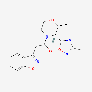 2-(1,2-benzoxazol-3-yl)-1-[(2R,3S)-2-methyl-3-(3-methyl-1,2,4-oxadiazol-5-yl)morpholin-4-yl]ethanone