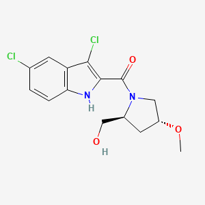 (3,5-dichloro-1H-indol-2-yl)-[(2S,4R)-2-(hydroxymethyl)-4-methoxypyrrolidin-1-yl]methanone