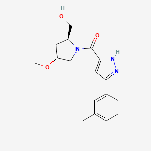 [3-(3,4-dimethylphenyl)-1H-pyrazol-5-yl]-[(2S,4R)-2-(hydroxymethyl)-4-methoxypyrrolidin-1-yl]methanone