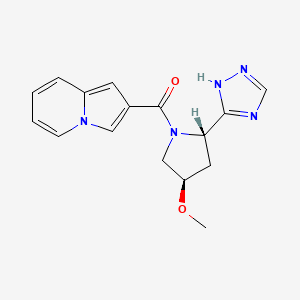 molecular formula C16H17N5O2 B6862774 indolizin-2-yl-[(2S,4R)-4-methoxy-2-(1H-1,2,4-triazol-5-yl)pyrrolidin-1-yl]methanone 