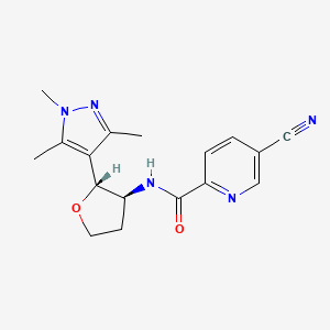 5-cyano-N-[(2R,3S)-2-(1,3,5-trimethylpyrazol-4-yl)oxolan-3-yl]pyridine-2-carboxamide