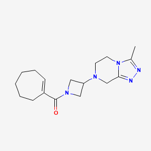 molecular formula C17H25N5O B6863046 cyclohepten-1-yl-[3-(3-methyl-6,8-dihydro-5H-[1,2,4]triazolo[4,3-a]pyrazin-7-yl)azetidin-1-yl]methanone 