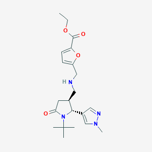 molecular formula C21H30N4O4 B6868378 ethyl 5-[[[(2R,3S)-1-tert-butyl-2-(1-methylpyrazol-4-yl)-5-oxopyrrolidin-3-yl]methylamino]methyl]furan-2-carboxylate 