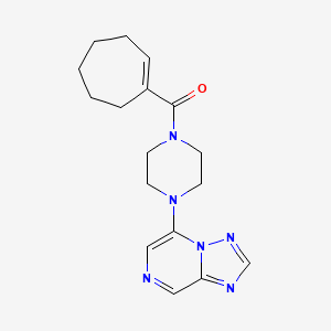 molecular formula C17H22N6O B6870233 Cyclohepten-1-yl-[4-([1,2,4]triazolo[1,5-a]pyrazin-5-yl)piperazin-1-yl]methanone 