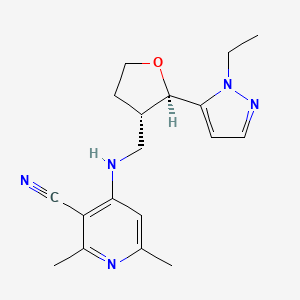 4-[[(2R,3S)-2-(2-ethylpyrazol-3-yl)oxolan-3-yl]methylamino]-2,6-dimethylpyridine-3-carbonitrile