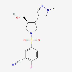 2-fluoro-5-[(3S,4R)-3-(hydroxymethyl)-4-(1-methylpyrazol-4-yl)pyrrolidin-1-yl]sulfonylbenzonitrile