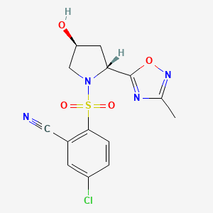 5-chloro-2-[(2R,4S)-4-hydroxy-2-(3-methyl-1,2,4-oxadiazol-5-yl)pyrrolidin-1-yl]sulfonylbenzonitrile