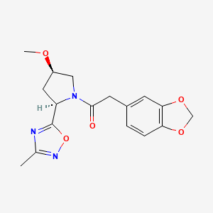 2-(1,3-benzodioxol-5-yl)-1-[(2R,4R)-4-methoxy-2-(3-methyl-1,2,4-oxadiazol-5-yl)pyrrolidin-1-yl]ethanone