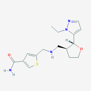 5-[[[(2R,3S)-2-(2-ethylpyrazol-3-yl)oxolan-3-yl]methylamino]methyl]thiophene-3-carboxamide