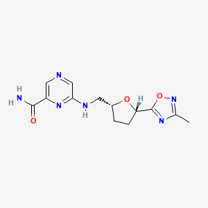 6-[[(2R,5S)-5-(3-methyl-1,2,4-oxadiazol-5-yl)oxolan-2-yl]methylamino]pyrazine-2-carboxamide