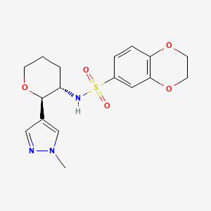 N-[(2R,3S)-2-(1-methylpyrazol-4-yl)oxan-3-yl]-2,3-dihydro-1,4-benzodioxine-6-sulfonamide