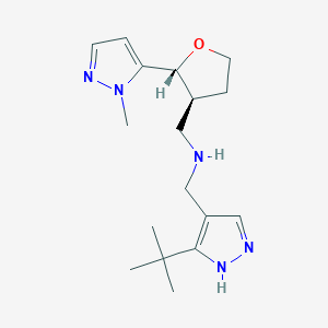 N-[(5-tert-butyl-1H-pyrazol-4-yl)methyl]-1-[(2R,3S)-2-(2-methylpyrazol-3-yl)oxolan-3-yl]methanamine