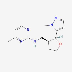 4-methyl-N-[[(2R,3S)-2-(2-methylpyrazol-3-yl)oxolan-3-yl]methyl]pyrimidin-2-amine