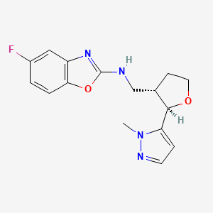 5-fluoro-N-[[(2R,3S)-2-(2-methylpyrazol-3-yl)oxolan-3-yl]methyl]-1,3-benzoxazol-2-amine