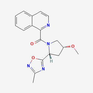 molecular formula C18H18N4O3 B6873392 isoquinolin-1-yl-[(2R,4R)-4-methoxy-2-(3-methyl-1,2,4-oxadiazol-5-yl)pyrrolidin-1-yl]methanone 