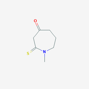 molecular formula C7H11NOS B068734 1-Methyl-2-sulfanylideneazepan-4-one CAS No. 178218-30-9