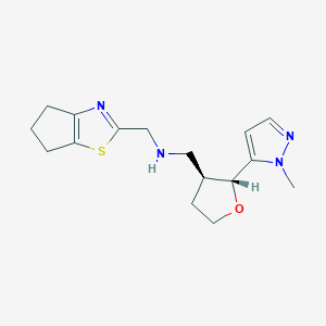 N-(5,6-dihydro-4H-cyclopenta[d][1,3]thiazol-2-ylmethyl)-1-[(2R,3S)-2-(2-methylpyrazol-3-yl)oxolan-3-yl]methanamine