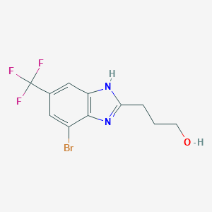 molecular formula C11H10BrF3N2O B068740 4-Bromo-2-(3-hydroxypropyl)-6-(trifluoromethyl)benzimidazole CAS No. 175135-16-7