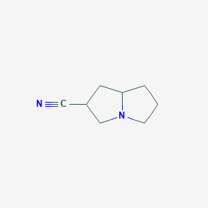 molecular formula C8H12N2 B068910 Hexahydro-1H-pyrrolizine-2-carbonitrile CAS No. 170442-01-0