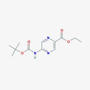 molecular formula C12H17N3O4 B068917 Tert-butyl 5-(ethoxycarbonyl)pyrazin-2-ylcarbamate CAS No. 177759-80-7