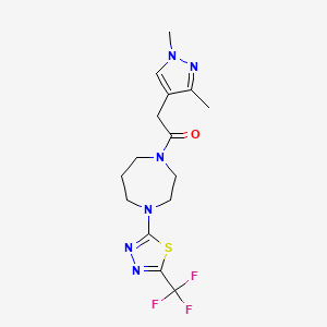 2-(1,3-Dimethylpyrazol-4-yl)-1-[4-[5-(trifluoromethyl)-1,3,4-thiadiazol-2-yl]-1,4-diazepan-1-yl]ethanone