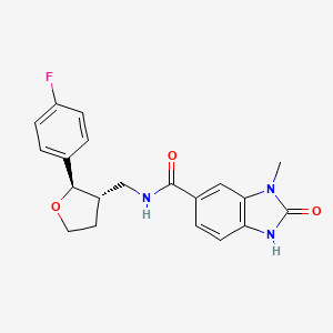 N-[[(2R,3S)-2-(4-fluorophenyl)oxolan-3-yl]methyl]-3-methyl-2-oxo-1H-benzimidazole-5-carboxamide