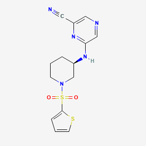 6-[[(3R)-1-thiophen-2-ylsulfonylpiperidin-3-yl]amino]pyrazine-2-carbonitrile