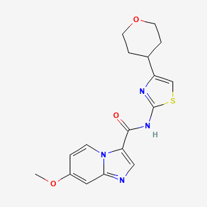 7-methoxy-N-[4-(oxan-4-yl)-1,3-thiazol-2-yl]imidazo[1,2-a]pyridine-3-carboxamide