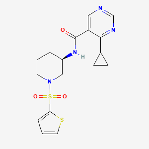 4-cyclopropyl-N-[(3R)-1-thiophen-2-ylsulfonylpiperidin-3-yl]pyrimidine-5-carboxamide