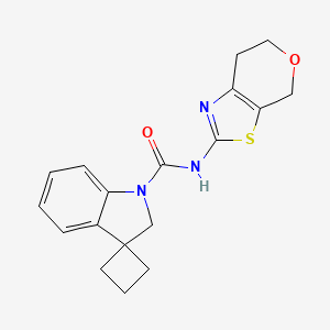 N-(6,7-dihydro-4H-pyrano[4,3-d][1,3]thiazol-2-yl)spiro[2H-indole-3,1'-cyclobutane]-1-carboxamide