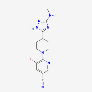 6-[4-[3-(dimethylamino)-1H-1,2,4-triazol-5-yl]piperidin-1-yl]-5-fluoropyridine-3-carbonitrile