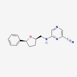 6-[[(2R,5S)-5-phenyloxolan-2-yl]methylamino]pyrazine-2-carbonitrile