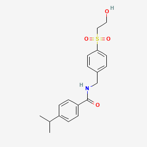 N-[[4-(2-hydroxyethylsulfonyl)phenyl]methyl]-4-propan-2-ylbenzamide