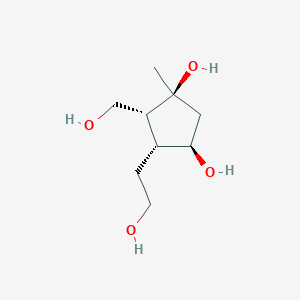 molecular formula C9H18O4 B068956 (1S,3R,4R,5R)-4-(2-hydroxyethyl)-5-(hydroxymethyl)-1-methylcyclopentane-1,3-diol CAS No. 183744-46-9