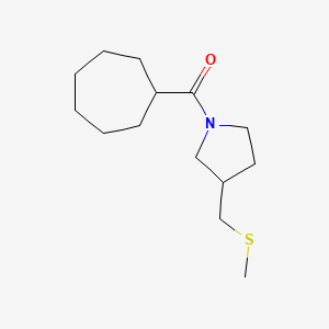 molecular formula C14H25NOS B6895791 Cycloheptyl-[3-(methylsulfanylmethyl)pyrrolidin-1-yl]methanone 