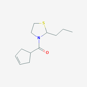 molecular formula C12H19NOS B6895799 Cyclopent-3-en-1-yl-(2-propyl-1,3-thiazolidin-3-yl)methanone 