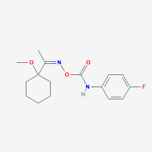 molecular formula C16H21FN2O3 B068967 1-(1-Methoxycyclohexyl)ethanone O-(((4-fluorophenyl)amino)carbonyl)oxime CAS No. 192658-25-6